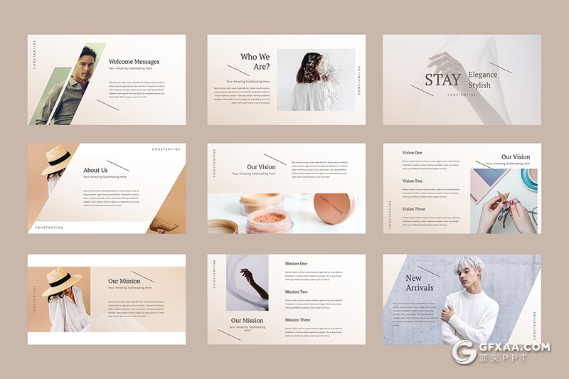 50页极简时尚文艺唯美风格ppt模板 - 顶尖PPT