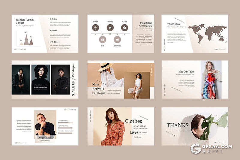 50页极简时尚文艺唯美风格ppt模板 - 顶尖PPT