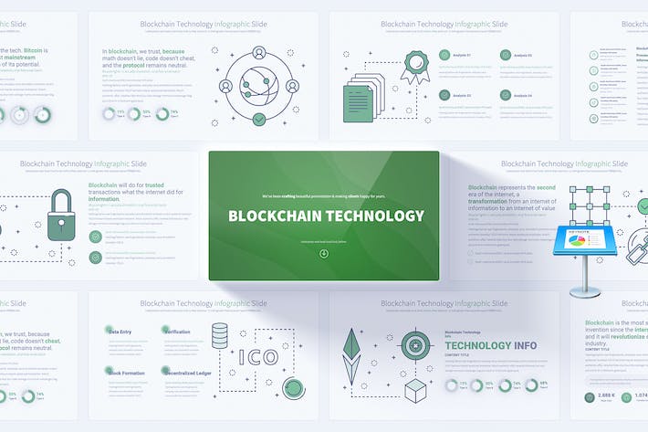区块链技术概念图形keynote模板 - 顶尖PPT