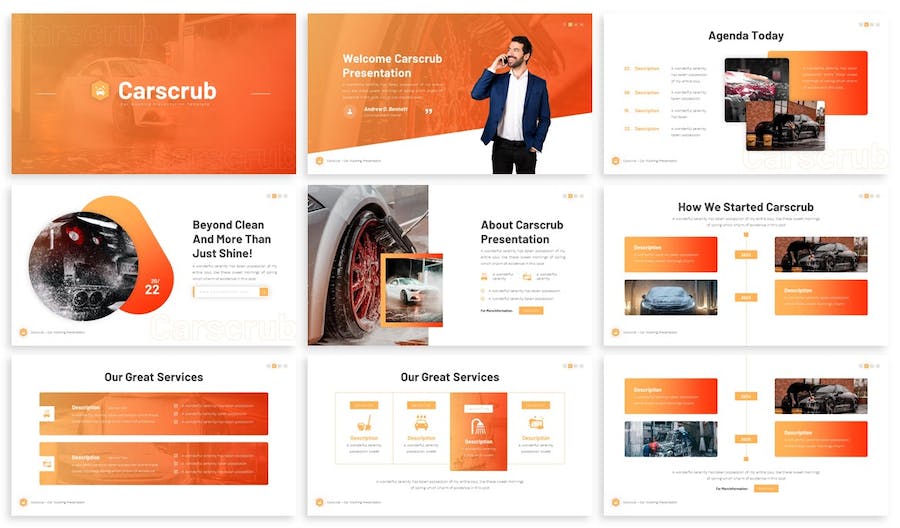 汽车维修洗车服务PPT模板 - 顶尖PPT