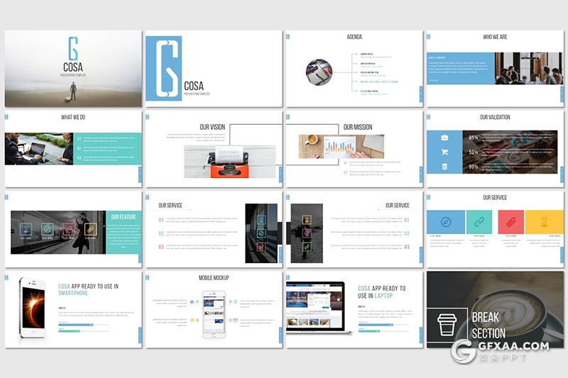 32页多色搭配国外商务团队介绍展示keynote模板 5种主题配色 - 顶尖PPT
