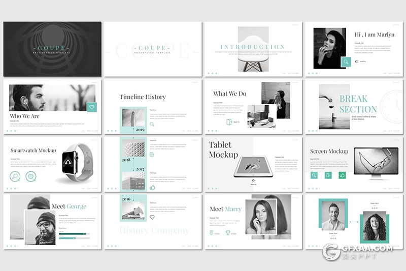 32页扁平化简约风格商务多用途ppt模板 5种主题配色 - 顶尖PPT