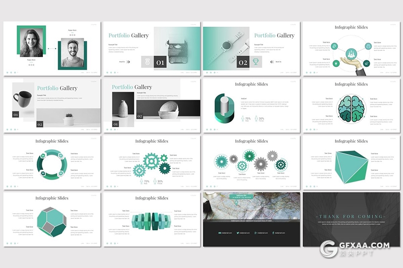 32页扁平化简约风格商务多用途ppt模板 5种主题配色 - 顶尖PPT