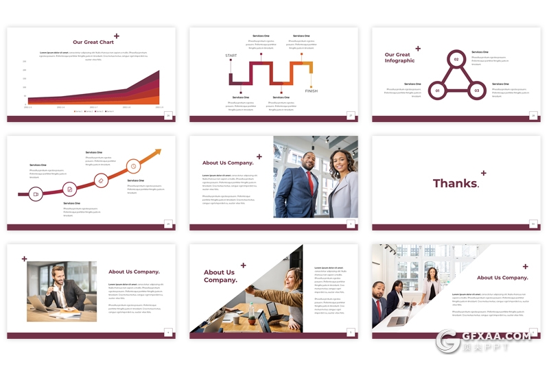 30页国外扁平化简约商务风格Google slides模板 - 顶尖PPT