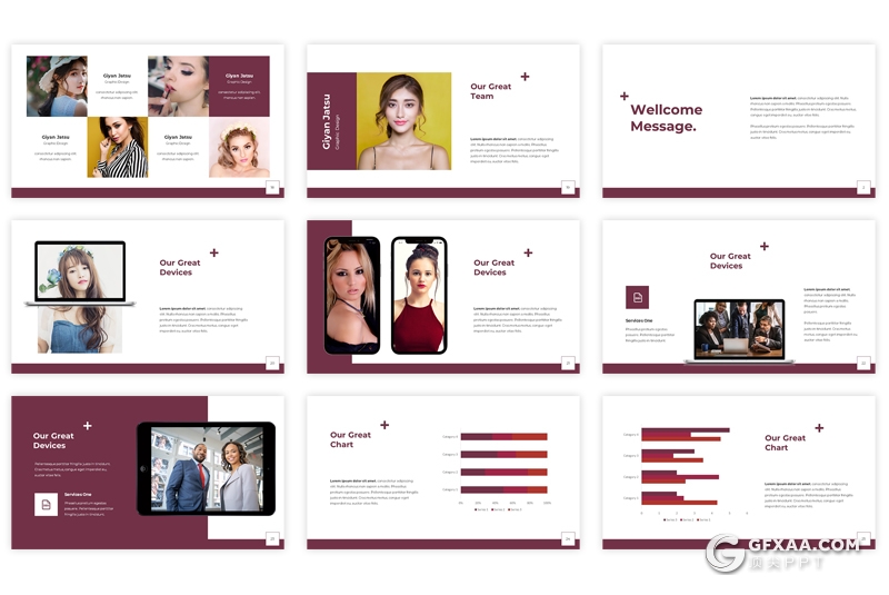 30页国外扁平化简约商务风格Google slides模板 - 顶尖PPT