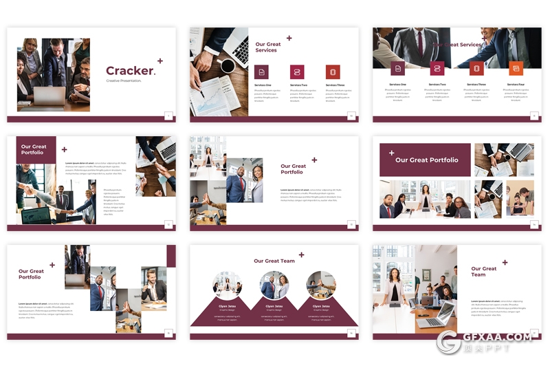 30页国外扁平化简约商务风格Google slides模板 - 顶尖PPT