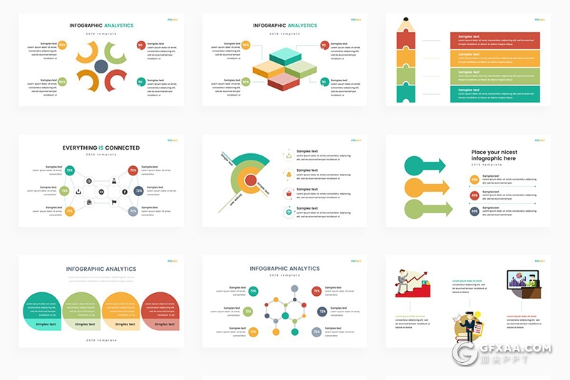 147页商务数据图形逻辑图形图表合集PPT模板 - 顶尖PPT