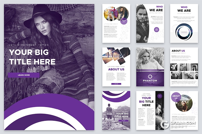 100页A4尺寸国外创意商务通用PPT模板 预设12种XML配色 - 顶尖PPT