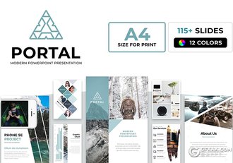 125页A4尺寸创意图形组合设计国外高端商务PPT模板 12种XML配色 - 顶尖PPT