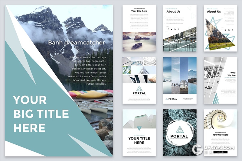 125页A4尺寸创意图形组合设计国外高端商务PPT模板 12种XML配色 - 顶尖PPT