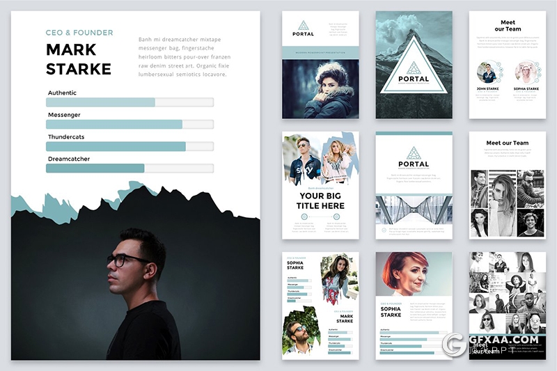 125页A4尺寸创意图形组合设计国外高端商务PPT模板 12种XML配色 - 顶尖PPT