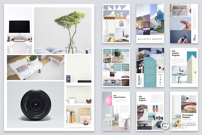 125页A4尺寸创意图形组合设计国外高端商务PPT模板 12种XML配色 - 顶尖PPT