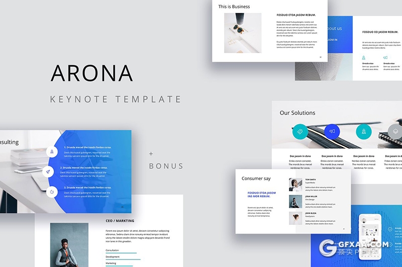 110页扁平化国外高端商务工作汇报keynote 附带20张高清文艺图片 - 顶尖PPT