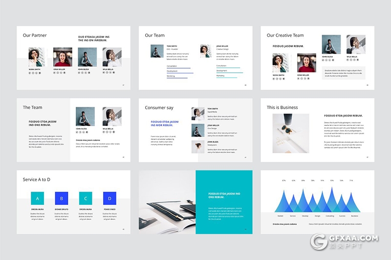 110页扁平化国外高端商务工作汇报keynote 附带20张高清文艺图片 - 顶尖PPT