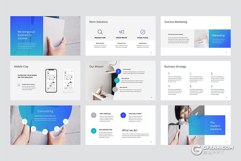110页扁平化国外高端商务工作汇报keynote 附带20张高清文艺图片 - 顶尖PPT