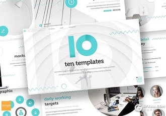 30页创意数字10商务风格Google slides模板 5种主题配色 - 顶尖PPT