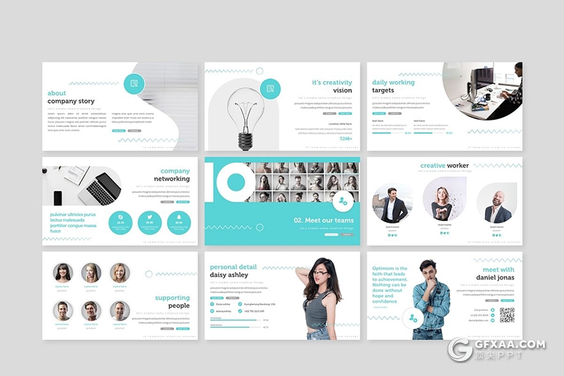 30页创意数字10商务风格ppt模板 5种主题配色 - 顶尖PPT