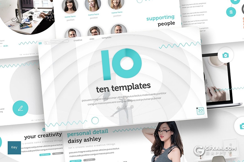 30页创意数字10商务风格keynote模板 5种主题配色 - 顶尖PPT