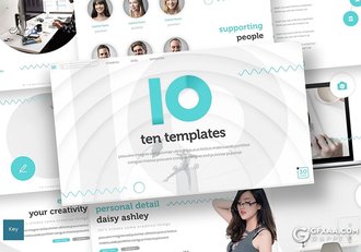 30页创意数字10商务风格keynote模板 5种主题配色 - 顶尖PPT