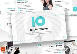 30页创意数字10商务风格ppt模板 5种主题配色 - 顶尖PPT