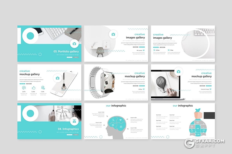 30页创意数字10商务风格ppt模板 5种主题配色 - 顶尖PPT