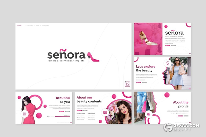 30页5种主题配色女性高跟鞋行业市场分析会议keynote模板 - 顶尖PPT