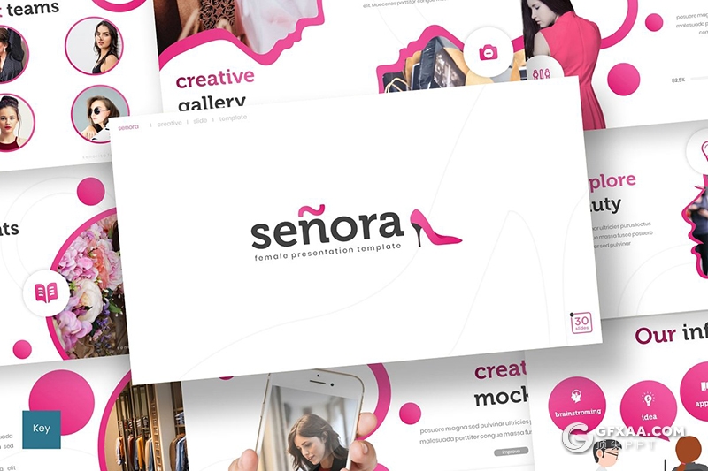 30页5种主题配色女性高跟鞋行业市场分析会议keynote模板 - 顶尖PPT