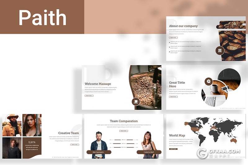 30页5种配色咖啡介绍展示keynote模板 - 顶尖PPT