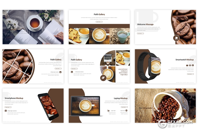 30页5种配色咖啡介绍展示keynote模板 - 顶尖PPT