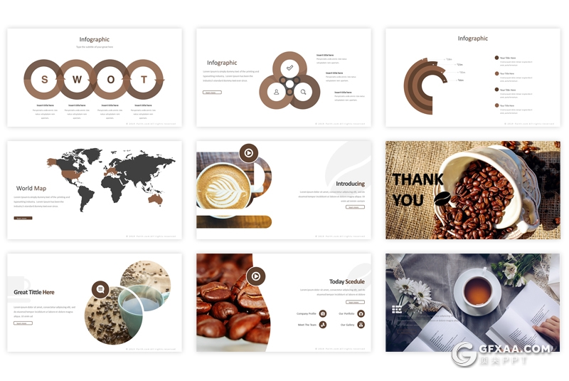 30页5种配色咖啡介绍展示keynote模板 - 顶尖PPT