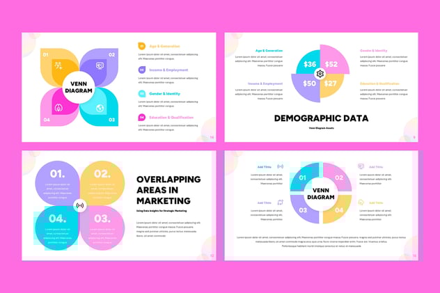 彩色文氏图维恩图数据可视化PPT模板 - 顶尖PPT