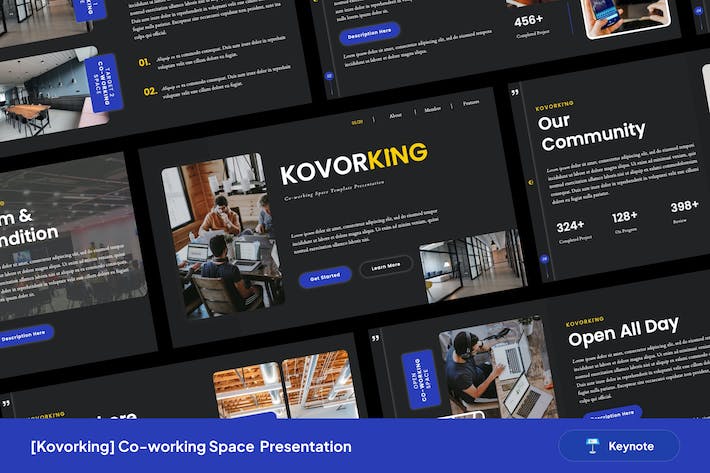 高级欧美风格协同工作空间演示PPT模板 - 顶尖PPT