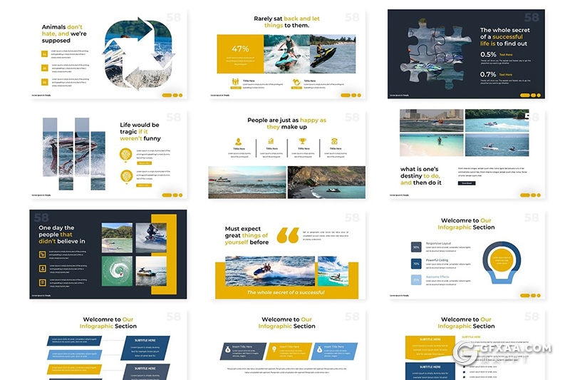 30页户外冲浪体育项目介绍keynote模板 5种主题配色 - 顶尖PPT