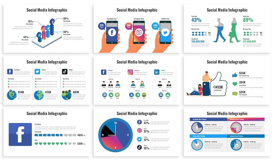 社交媒体营销策略数据分析Keynote模板 - 顶尖PPT