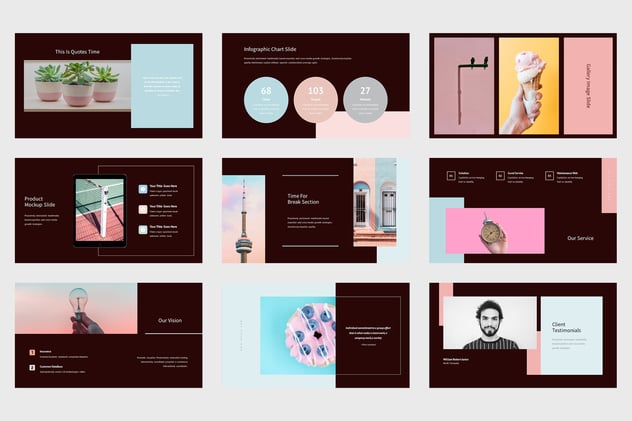 柔和色彩简约文艺欧式PPT模板 - 顶尖PPT