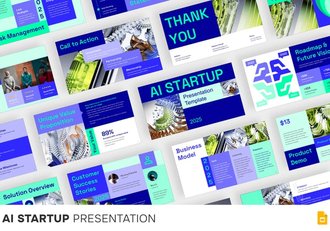 AI创业公司简介PPT模板 - 顶尖PPT