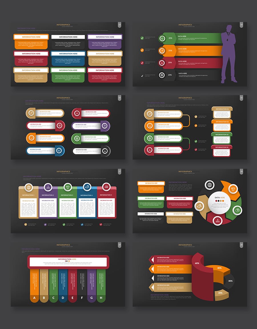 微立体商务标签式数据展示信息图keynote模板 - 顶尖PPT