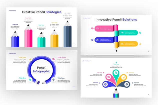 创意彩色铅笔图形PPT模板 - 顶尖PPT