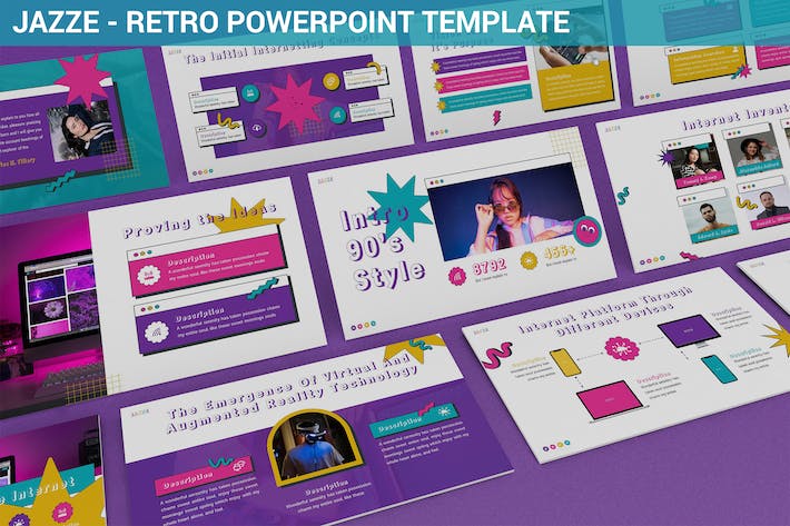 复古孟菲斯风格商务PPT模板 - 顶尖PPT