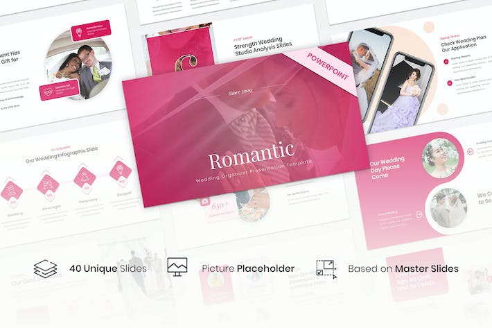 浪漫婚礼主办方活动策划PPT模板 - 顶尖PPT