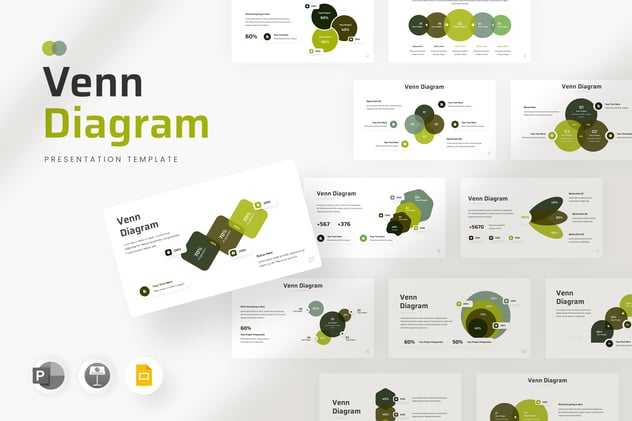 维恩图表销售信息图形演示PPT模板 - 顶尖PPT