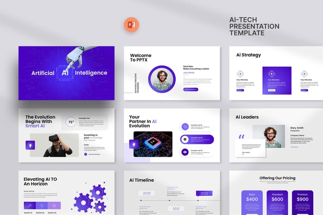 人工智能AI科技风格PPT模板 - 顶尖PPT