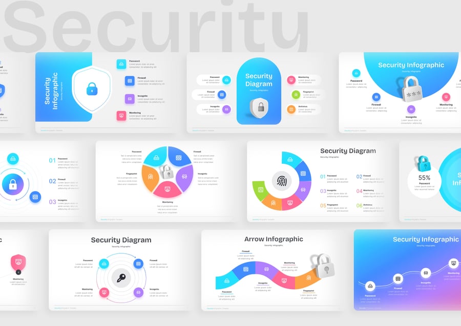 安全防护信息图形keynote模板 - 顶尖PPT