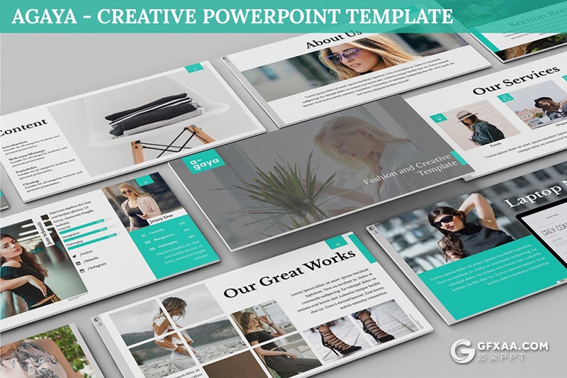 30页3种配色女性服饰介绍展示促销PPT模板 - 顶尖PPT