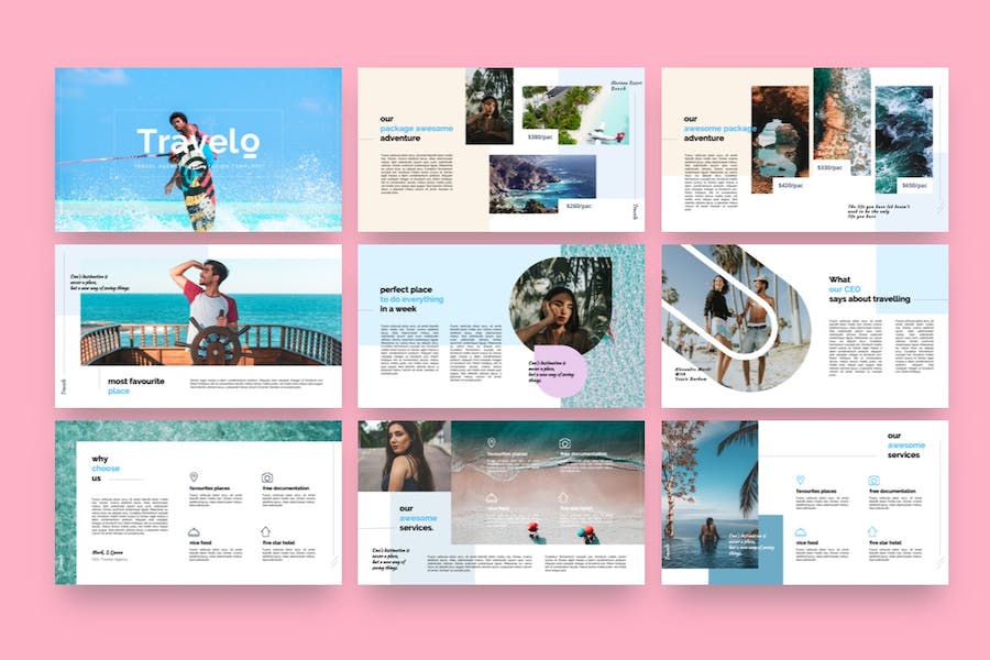 旅行社旅游度假PowerPoint模板 - 顶尖PPT