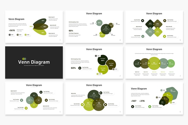维恩图表销售信息图形演示PPT模板 - 顶尖PPT