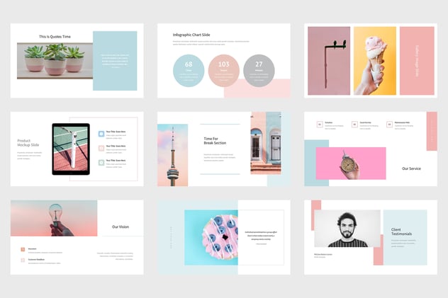 柔和色彩简约文艺欧式PPT模板 - 顶尖PPT