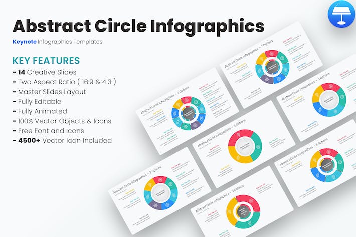 圆形数据可视化信息图表展示Keynote模板 - 顶尖PPT