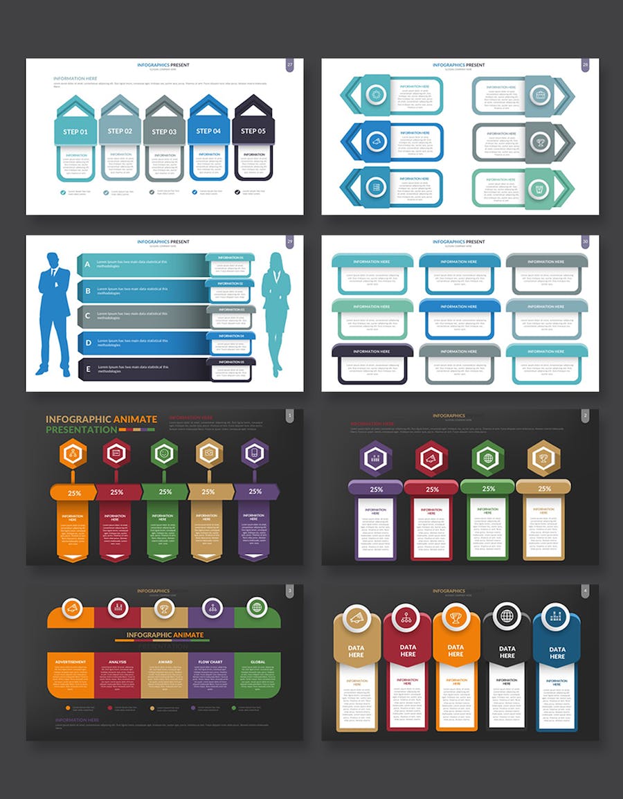 微立体商务标签式数据展示信息图keynote模板 - 顶尖PPT