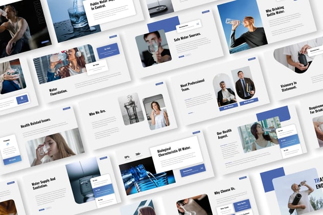饮用水纯净水主题keynote模板 - 顶尖PPT